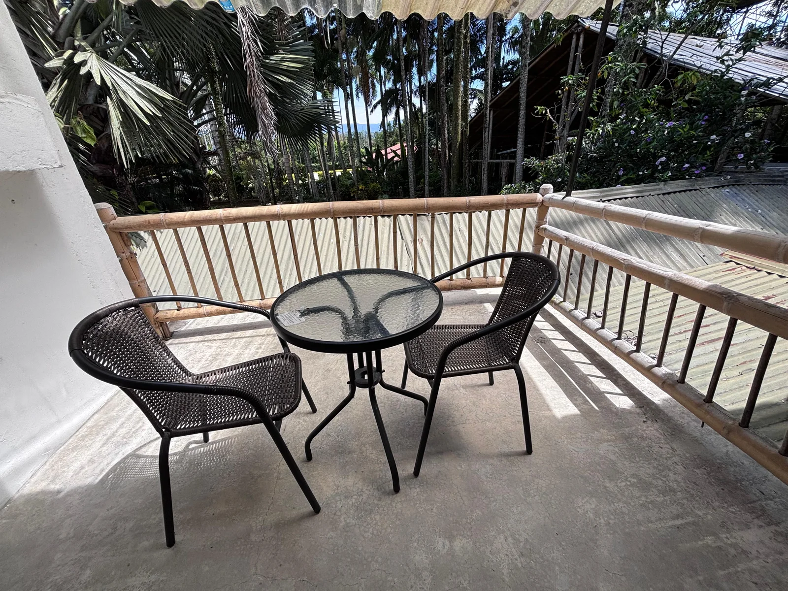 Apartment balcony overlooking the garden